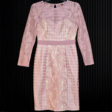 LITTLE MISTRESS SIZE 10 PINK LACE LONG SLEEVES DRESS WEDDING RACES PARTY XMAS