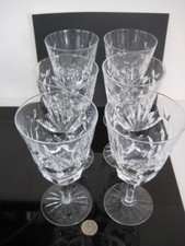 SET OF 6 VTG WATERFORD DEEP CUT CRYSTAL LARGE WINE WATER GOBLETS GLASSES ASHLING