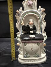John Wesley Original Staffordshire Portrait Figure Preaching Pulpit Clock
