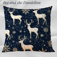 Stag / Reindeer with Snowflakes Christmas Cushion COVER 45cm x 45cms