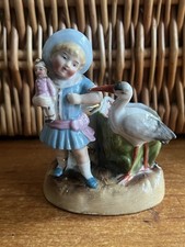 Antique Vintage Conta & Boehme Girl With Doll & Stork Match striker Kitsch