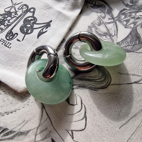 6mm green jade stone ear - 6mm,