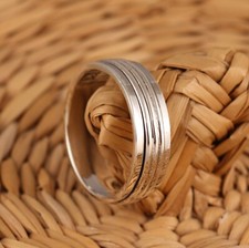 Solid 925 Sterling Silver Spinning Thumb Worry Band Ring 7mm Mens Womens