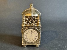 VINTAGE  BRASS RETRO DOLLS HOUSE  ORNAMENT ENAMEL BUTTERFLY CLOCK CARRIAGE