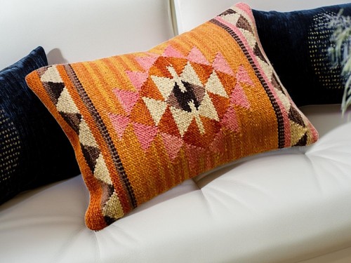Orange pink kilim cushion - kilim,