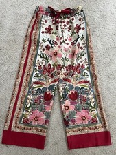 Zara Red Floral Wide Leg Scarf Print Palazzo Trousers Culotte, XS