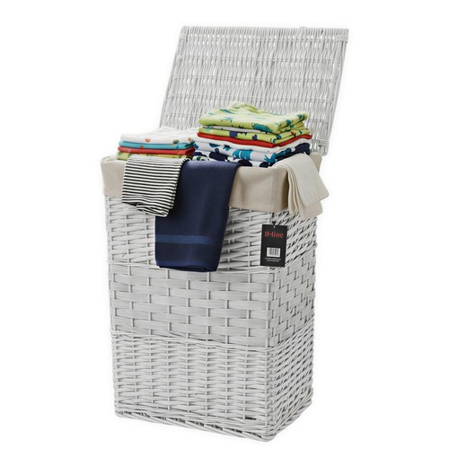 Wicker laundry basket with - wicker,