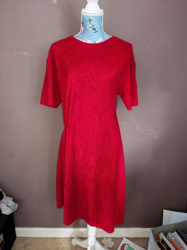 Zara red knit ribbed - ribbed, dress
