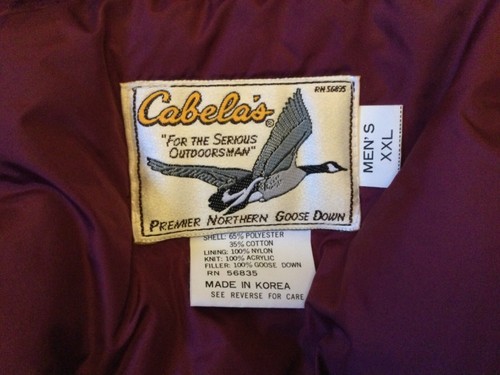 Cabela goose down jacket - cabela's,