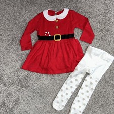 Baby Girl’s Christmas Outfit Santa Dress & Tights Age 6-9 Months