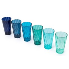 LIVIVO Set of 6 Multicoloured Plastic Drinking Glasses Aqua Crystal Reusable
