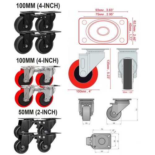 4pcs heavy duty - heavy, swivel