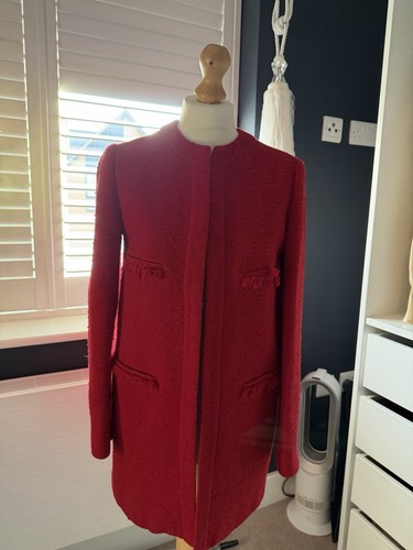 Zara women red boucle coat - zara,