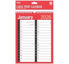 2026 A4 CALENDAR - MONTH TO VIEW - LARGE PRINT - SPIRAL BOUND