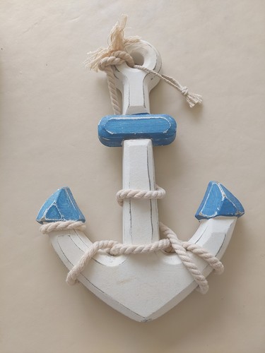 Nautical wooden hanging anchor - nautical,