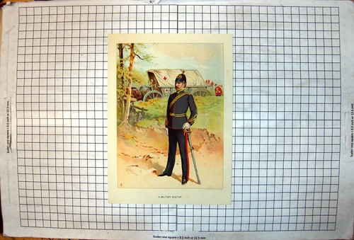 Antique old print - antique, military