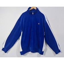Fila Velour Track Jacket Zip Up XL  Blue White Athletic Sportswear Velour /Retro