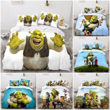 3D Shrek Quilt Duvet Cover Cartoon Bedding Set Pillowcase Single Double Gift UK