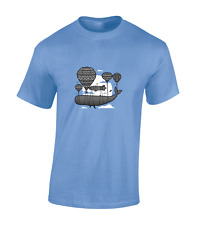 WHALE HOT AIR BALLOON MENS T SHIRT COOL FUNNY JOKE DESIGN ANIMAL FASHION TOP