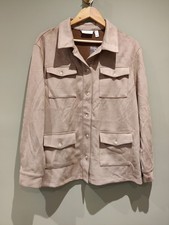 QVC Denim & Co. Women's Faux Suede Button Up Jacket  XL Tan