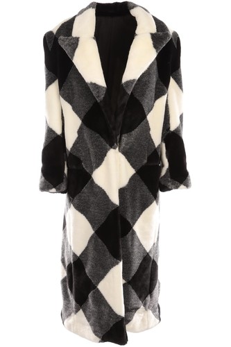 Balmain black faux fur coat - black,