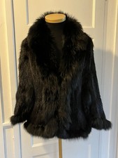 Real Black Mink Fur Cape With