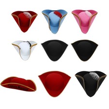 Unisex Headwear Vintage Felt Hat Colonial Tricorn Pirate Cap Cosplay Dress Up