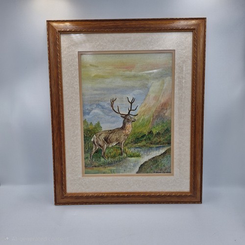 Framed signed oil acrylic - framed,