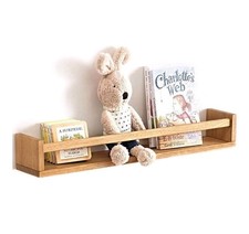 OAKERLAND Solid Oak Floating Shelves, 60CM Wooden Floating Wall Bookshelf U Sha