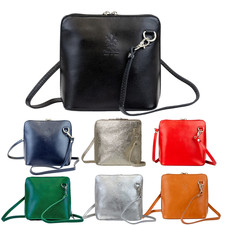 Ladies Vera Pelle Crossbody Bag Zip Shoulder Bag Genuine Italian Leather Handbag