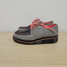 Dr Martens 1461 Beck Creeper Black Grey Pink Chunky Platform Shoes Size Uk 4
