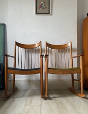 Arne Vodder Denmark Pair Rocking Chairs Danish