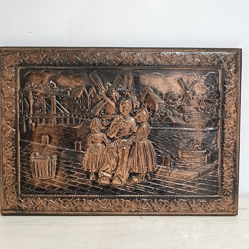 Vintage dutch embossed brass - embossed,