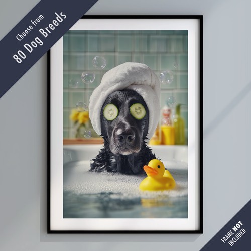 Funny dog bath print - dog, in