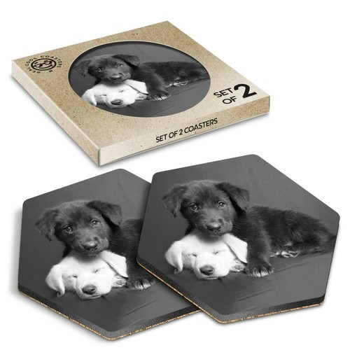 Hexagon coasters bw - coasters,