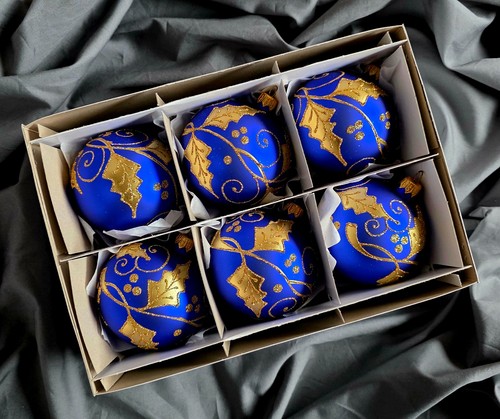 Hand painted glass baubles - glass, set