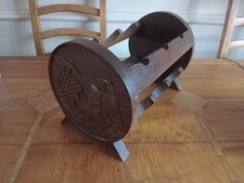 Vintage Hand-Carved Solid Oak Wine Rack Holds 6 Bottles 15 1/2" x 9 1/2" x 10"