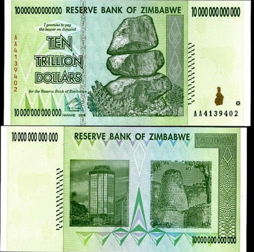 Zimbabwe trillion dollars - zimbabwe, 10