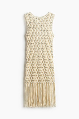 Cream macrame fringe mesh - h&m,