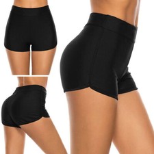 Women Beach High Waist Swim Shorts Bikini Bottom Tankini Shorts Swimwear W
