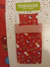 Penguin 🐧 Toddler Junior Cot Bed Duvet Cover Christmas Quilt Bedding Set Red