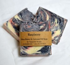 Handmade Vegan Natural  Coconut Oil Shea Butter Raspberry Soap charcoal