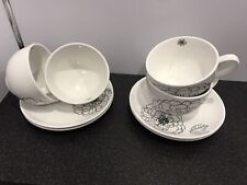 Vie Black & White Cappuccino/Coffee/Tea Cups Extra Large X4 With Saucers EX CON