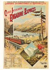 RAILWAY COMPAGNIE INTERNAIONAL DES WAGONS LITS ENGADINE EXPRESS REPRO POSTCARD