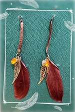 Feather Earrings Made of Natural Phasan Feathers Christmas Gift
