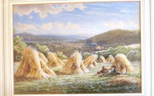 John Barrett of Devon 1844-1908 watercolour Harvest Time near Lydford Devon