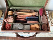 Maxwell London Leather Shoe Care Case Vintage Tools Brushes Original