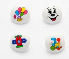 Picture buttons white 15mm shank back novelty button 36 designs - Baby - Craft