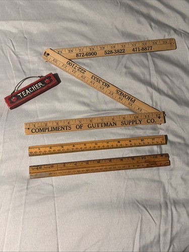 Lot vintage wood rulers - of,