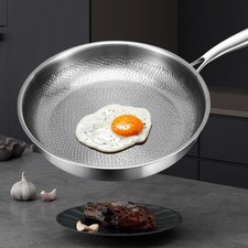 Uncoated Titanium Frying Pan Non Stick Kitchen Cookware  Gas Induction Cooker